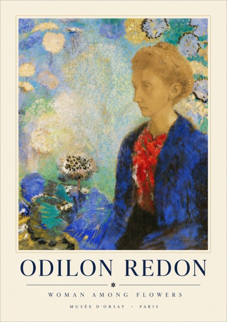 Odilon Redon Woman Among Flowers No4 - Plakát