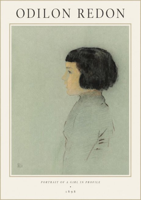 Odilon Redon Portrait of a Girl in Profile No1 - Plakát