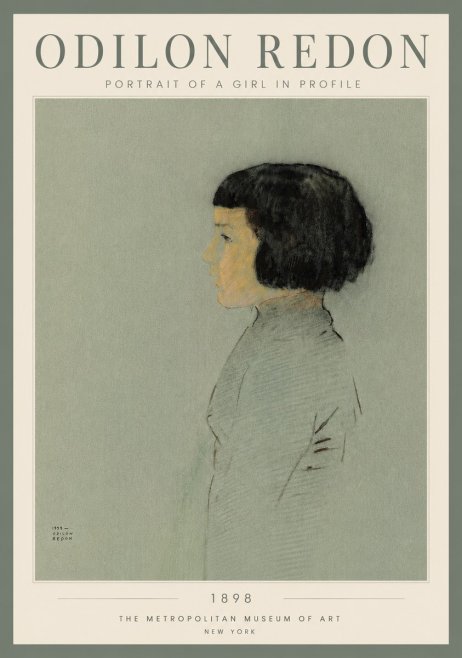 Odilon Redon Portrait of a Girl in Profile No4 - Plakát