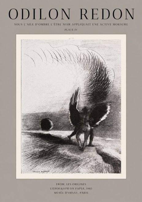 Odilon Redon Sous L'aile D'ombre L'être Noir Appliquait Une Active Morsure Plate Iv No1 - Plakát