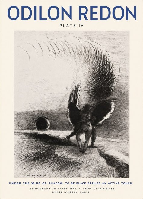 Odilon Redon Sous L'aile D'ombre L'être Noir Appliquait Une Active Morsure Plate Iv No2 - Plakát