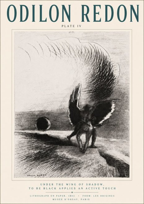 Odilon Redon Sous L'aile D'ombre L'être Noir Appliquait Une Active Morsure Plate Iv No4 - Plakát