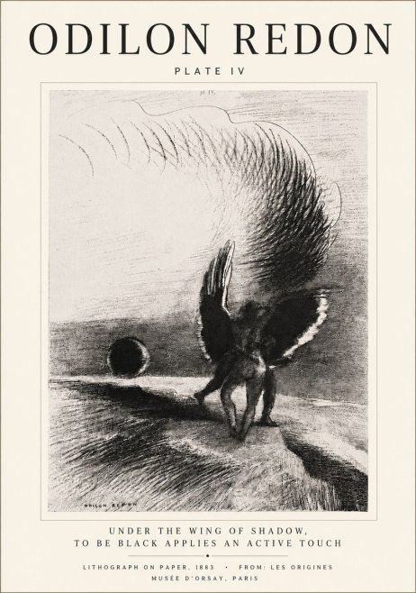 Odilon Redon Sous L'aile D'ombre L'être Noir Appliquait Une Active Morsure Plate Iv No5 - Plakát