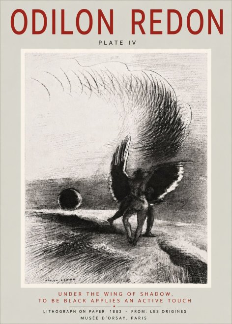 Odilon Redon Sous L'aile D'ombre L'être Noir Appliquait Une Active Morsure Plate Iv No6 - Plakát