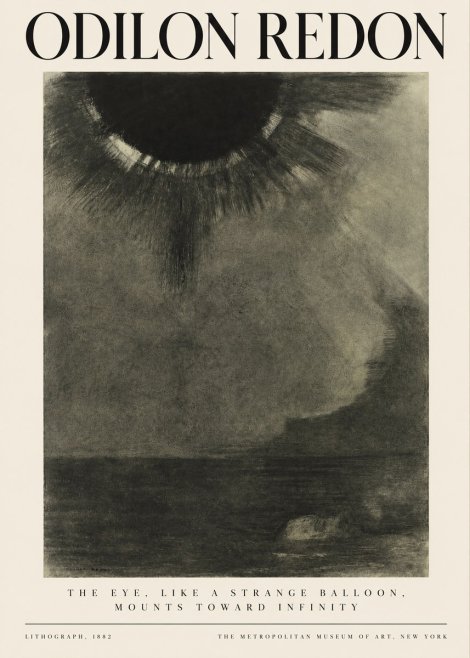 Odilon Redon The Eye, Like a Strange Balloon, Mounts Toward Infinity No3 - Plakát