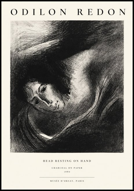Odilon Redon Head Resting on Hand No1 - Plakát