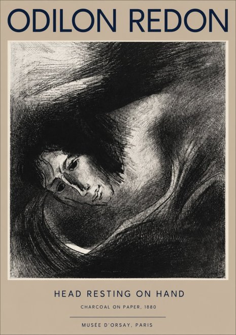 Odilon Redon Head Resting on Hand No2 - Plakát