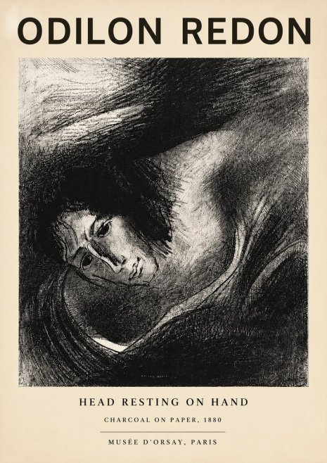 Odilon Redon Head Resting on Hand No5 - Plakát