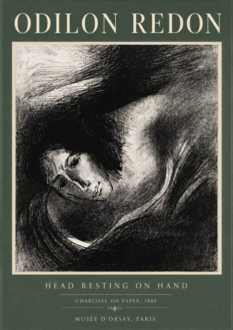 Odilon Redon Head Resting on Hand No6 - Plakát