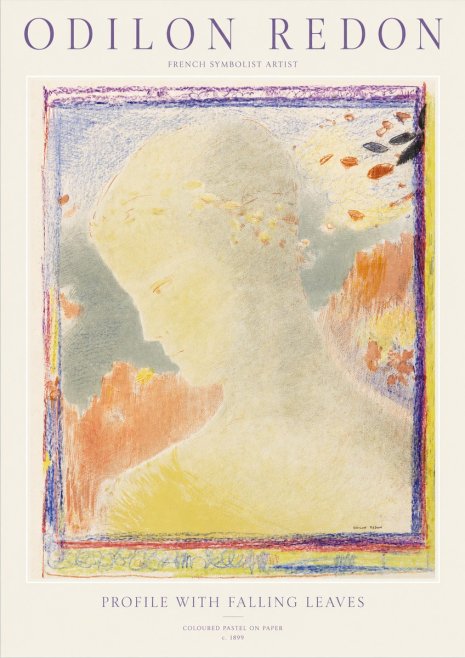 Odilon Redon Profile with Falling Leaves No1 - Plakát