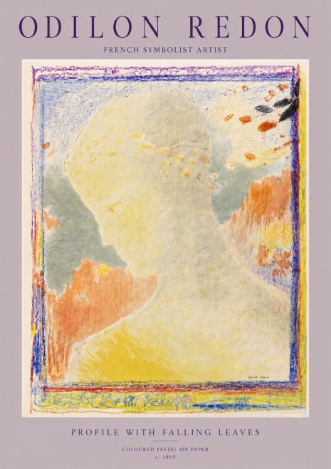 Odilon Redon Profile with Falling Leaves No5 - Plakát