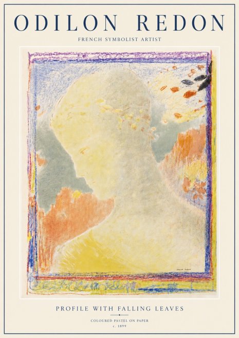 Odilon Redon Profile with Falling Leaves No6 - Plakát