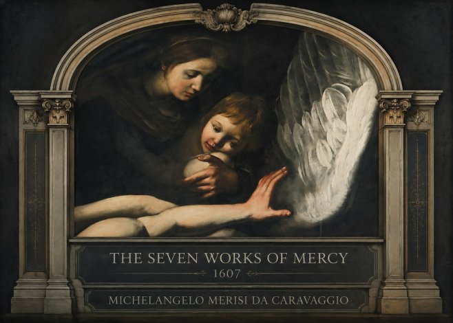 Michelangelo Merisi da Caravaggio The Seven Works of Mercy IV No3 - Plakát