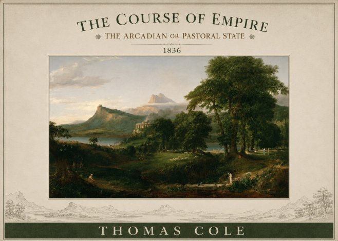 Thomas Cole The Course of Empire - the Arcadian or Pastoral State No3 - Plakát