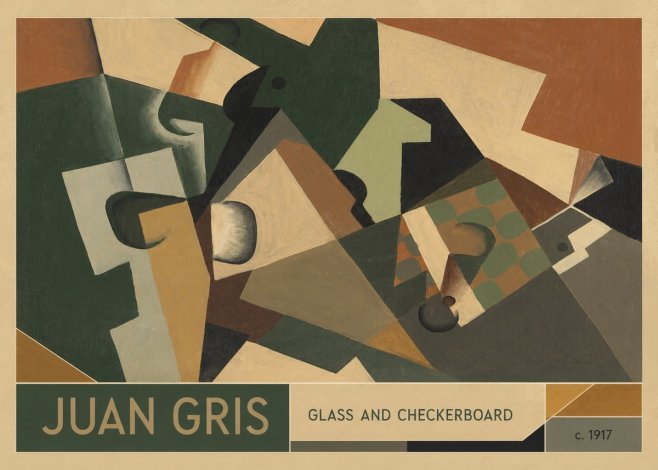 Juan Gris Glass and Checkerboard No2 - Plakát