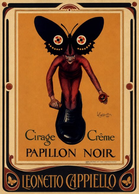 Leonetto Cappiello Cirage Crème Papillon Noir No1 - Plakát