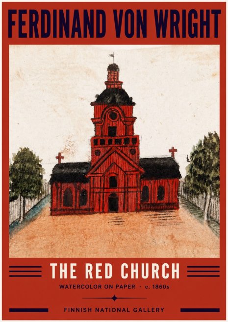 Ferdinand von Wright The Red Church No2 - Plakát
