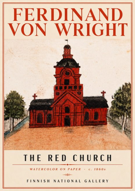 Ferdinand von Wright The Red Church No4 - Plakát