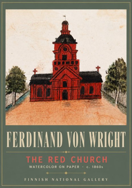 Ferdinand von Wright The Red Church No5 - Plakát