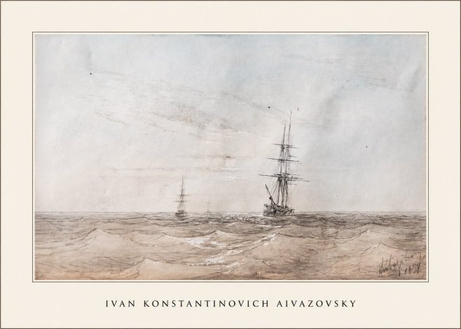 Ivan Konstantinovich Aivazovsky Two Sailing Ships at Sea No4 - Plakát