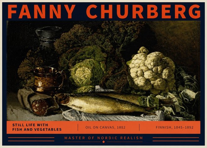 Fanny Churberg Still Life with Fish and Vegetables No2 - Plakát