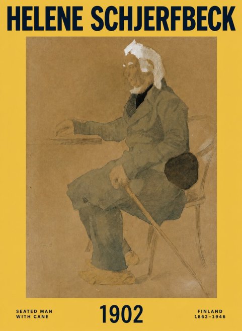 Helene Schjerfbeck Seated Man with Cane No2 - Plakát