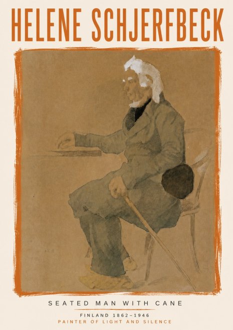 Helene Schjerfbeck Seated Man with Cane No6 - Plakát
