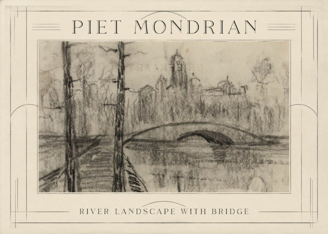 Piet Mondrian River Landscape with Bridge No1 - Plakát