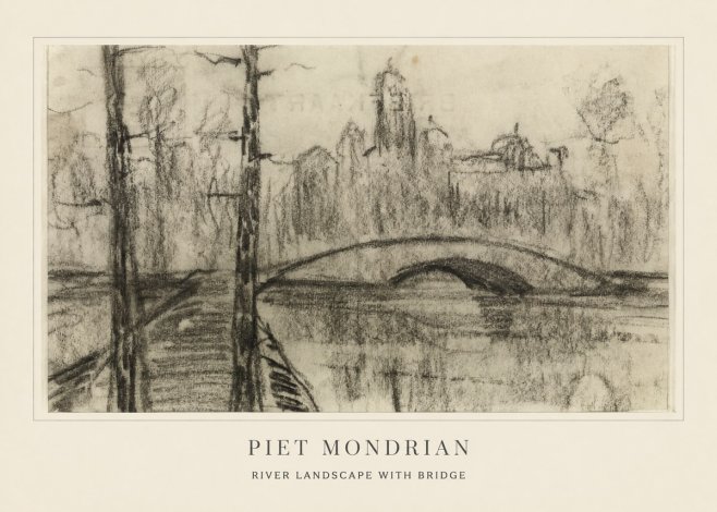 Piet Mondrian River Landscape with Bridge No4 - Plakát