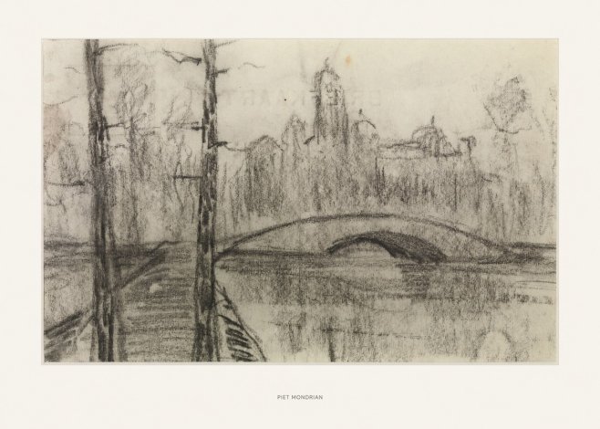 Piet Mondrian River Landscape with Bridge No5 - Plakát