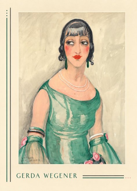 Gerda Wegener Portrait of a Woman in Green Dress No6 - Plakát