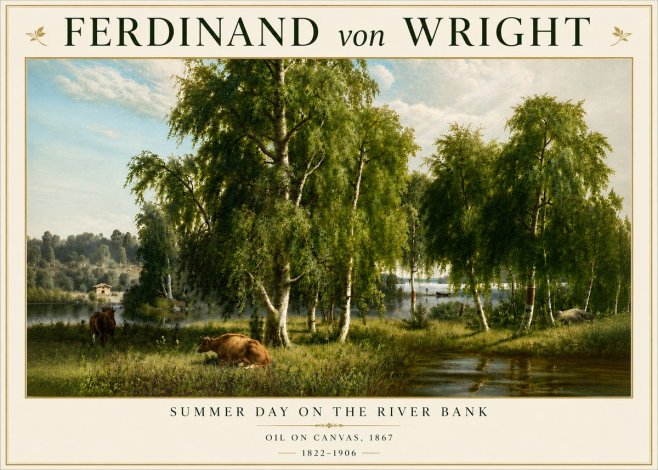 Ferdinand von Wright Summer Day on the River Bank No6 - Plakát