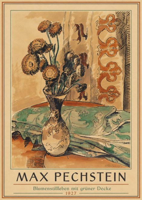 Max Pechstein Blumenstillleben Mit Grüner Decke No1 - Plakát