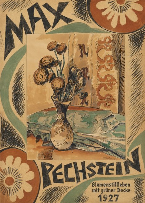 Max Pechstein Blumenstillleben Mit Grüner Decke No6 - Plakát