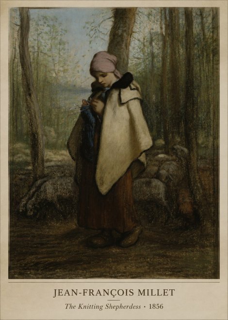 Jean-François Millet The Knitting Shepherdess · 1856 No5 - Plakát