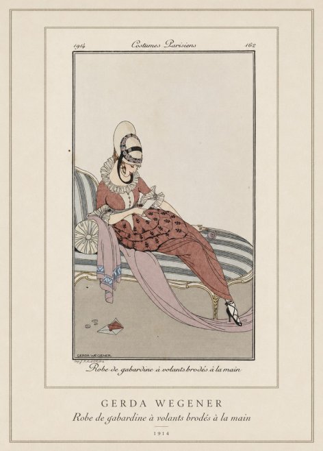 Gerda Wegener Robe De Gabardine À Volants Brodés À La Main II No3 - Plakát