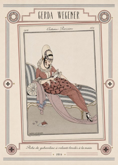 Gerda Wegener Robe De Gabardine À Volants Brodés À La Main II No5 - Plakát