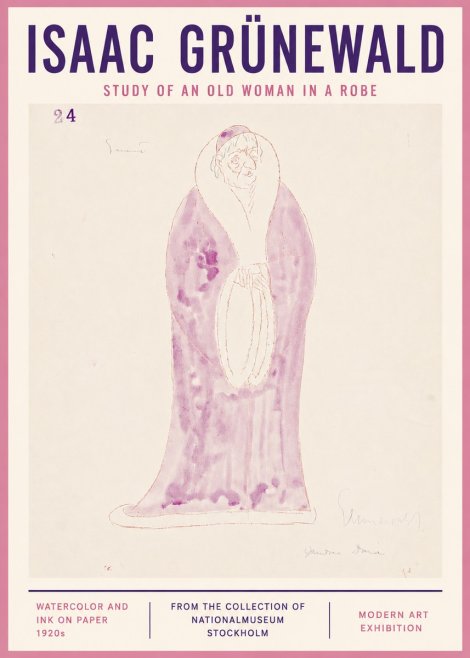 Isaac Grünewald Study of an Old Woman in a Robe No4 - Plakát
