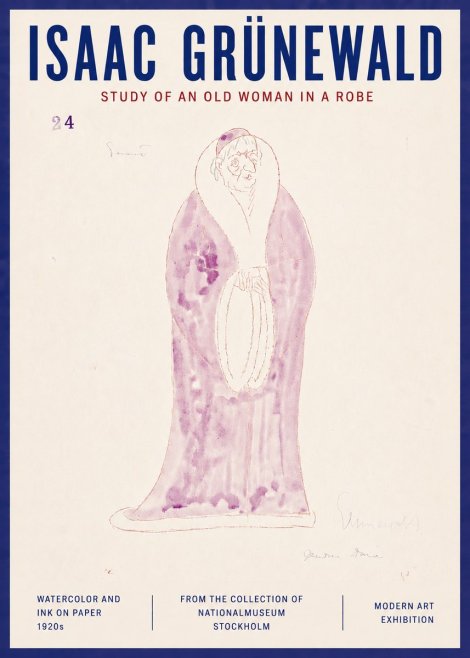Isaac Grünewald Study of an Old Woman in a Robe No5 - Plakát