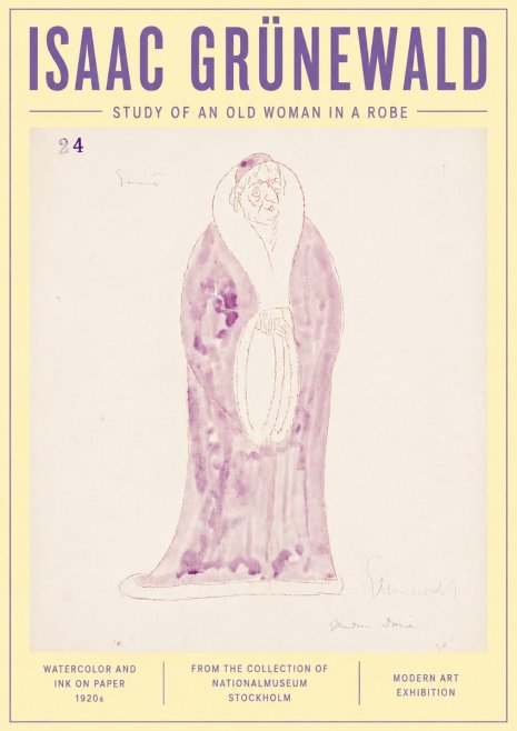 Isaac Grünewald Study of an Old Woman in a Robe No6 - Plakát