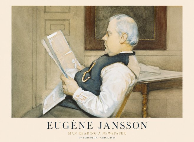 Eugène Jansson Man Reading a Newspaper No1 - Plakát