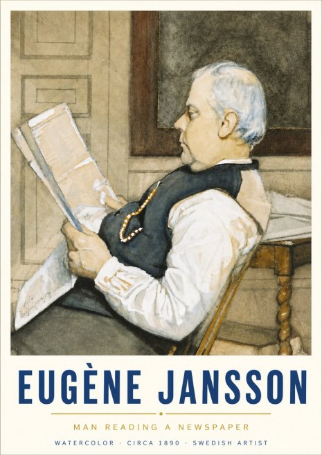Eugène Jansson Man Reading a Newspaper No5 - Plakát