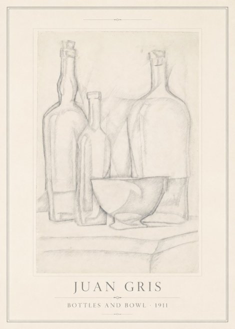 Juan Gris Bottles and Bowl No1 - Plakát