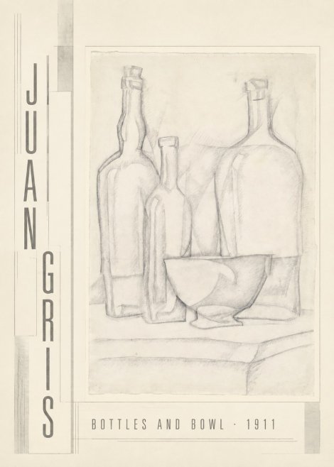 Juan Gris Bottles and Bowl No3 - Plakát
