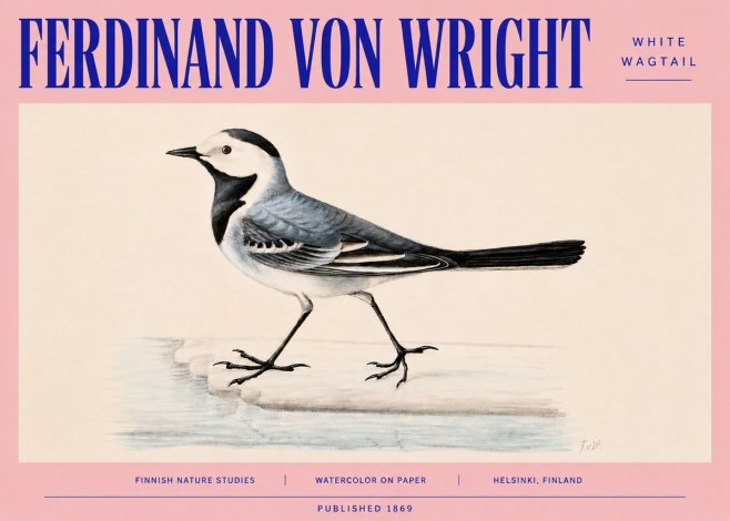 Ferdinand von Wright White Wagtail No4 - Plakát