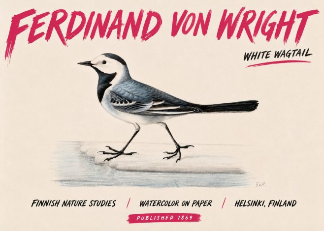 Ferdinand von Wright White Wagtail No6 - Plakát