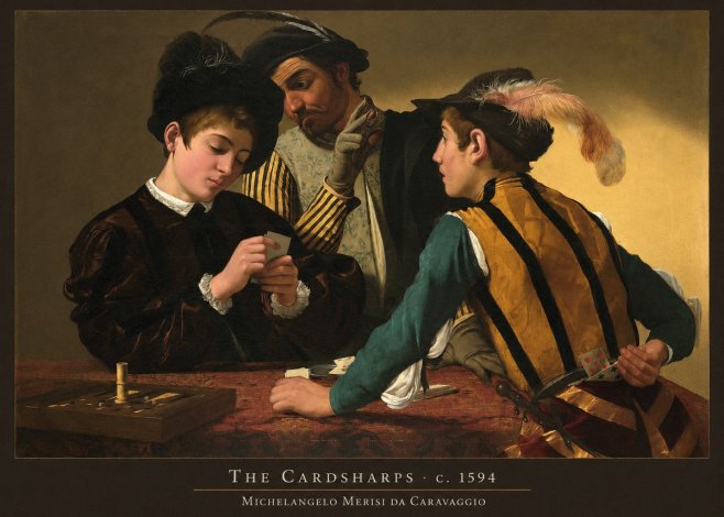 Michelangelo Merisi da Caravaggio The Cardsharps III No3 - Plakát