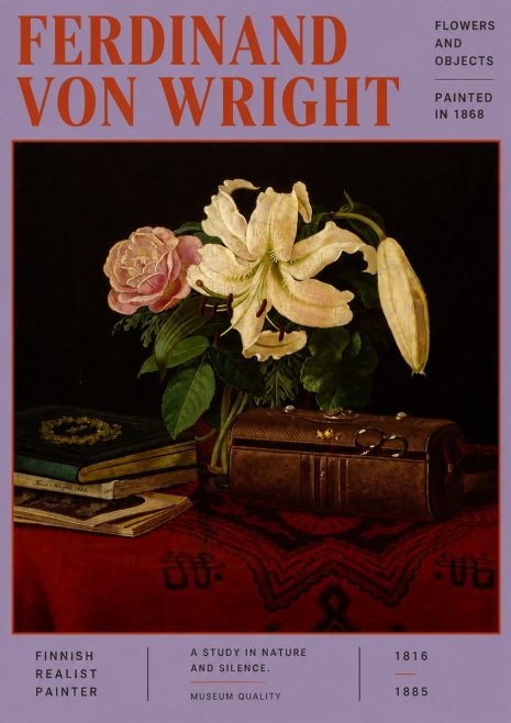 Ferdinand von Wright Flowers and Objets No6 - Plakát
