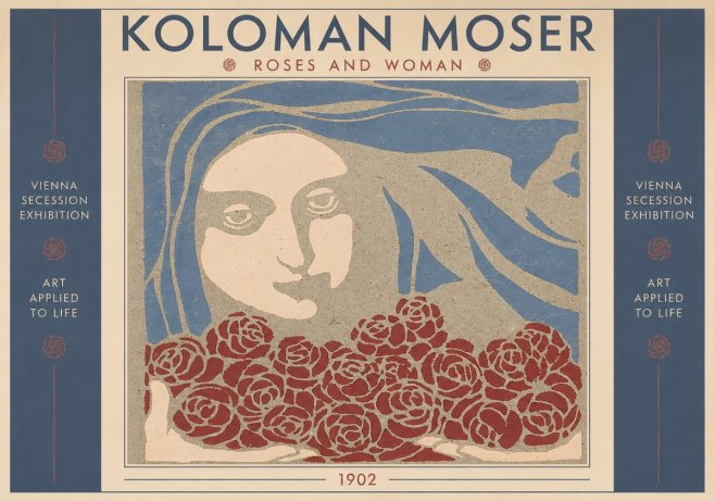 Koloman Moser Roses and Woman No2 - Plakát