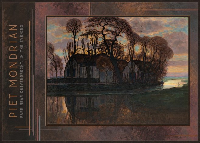 Piet Mondrian Farm Near Duivendrecht, in the Evening No2 - Plakát